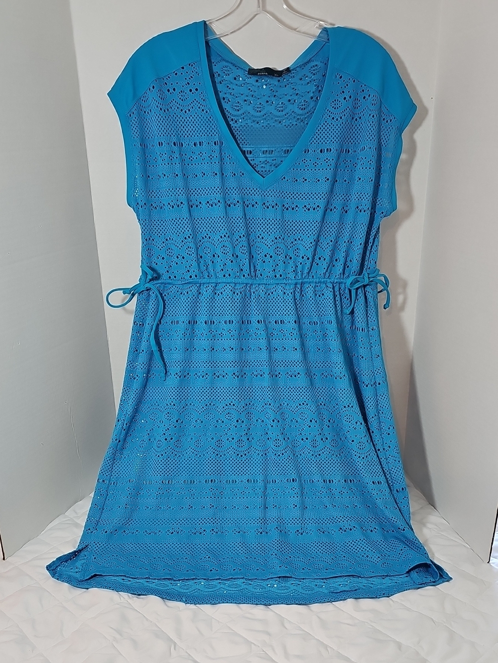 Prana Teal Blue Crochet Swim Cover-Up Dress
